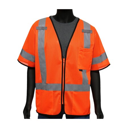 Pip ANSI Type R Class 3 Three Pocket Zipper Mesh Vest 47303/XL